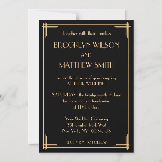 Art Deco Vintag Great Gatsby Wedding Magneteinladung (Vorderseite)