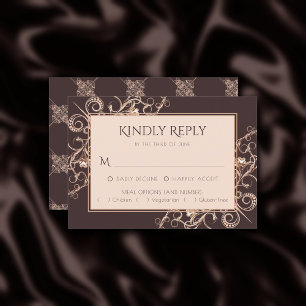 Art Deco Vintag Kupfer Rose Gold Brown Entree RSVP Karte
