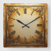 Art Deco Vintag Quadratische Wanduhr (Vorderseite)