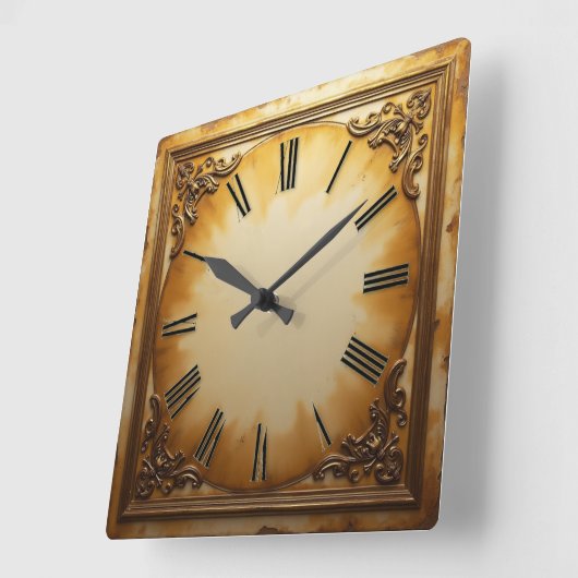 Art Deco Vintag Quadratische Wanduhr (Winkel)