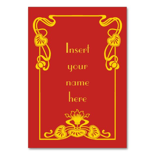 Art Deco Vintag Red Gold Tischnummer (Vorderseite)