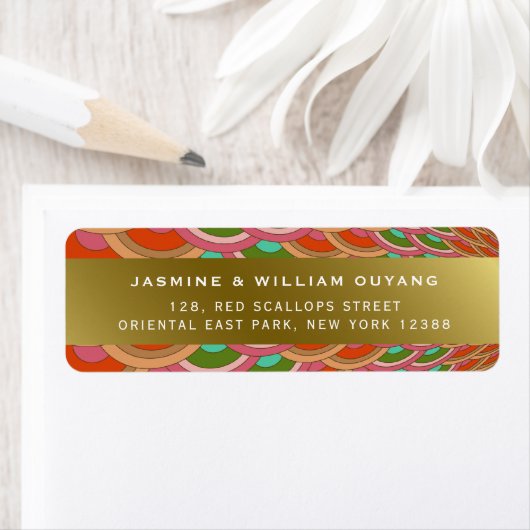 Art Deco Vintag Scallop Fan Asian Wedding Address (Insitu)