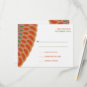 Art Deco Vintag Scallop Fan Boho Asian Wedding RSVP Karte