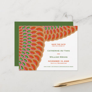 Art Deco Vintag Scallop Muster Lüfter Save the Dat Ankündigungspostkarte