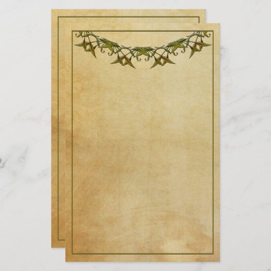 Art Deco Vintag Stationery Paper with Greenery Briefpapier (Vorne/Hinten)
