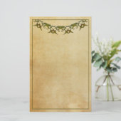 Art Deco Vintag Stationery Paper with Greenery Briefpapier (Stehend Vorderseite)