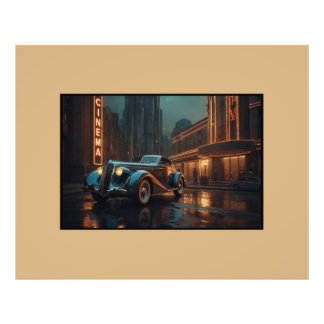 Art Deco Vintage Auto am Kino Wandkunst Poster