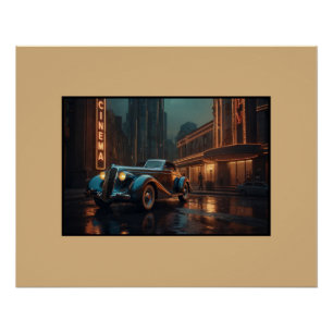 Art Deco Vintage Auto an der Kinowand Kunstposter Poster