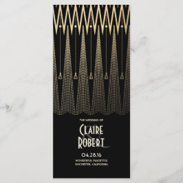Art Deco Vintage Black and Gold Hochzeitsprogramme Programm