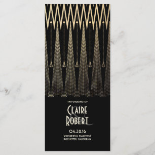 Art Deco Vintage Black and Gold Hochzeitsprogramme Programm