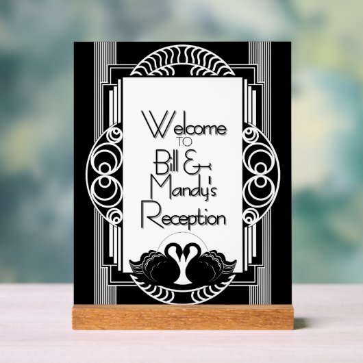 Art Deco Vintage Black and White Swans Acrylschild (Neutral)