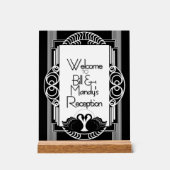 Art Deco Vintage Black and White Swans Acrylschild (Vorderseite)