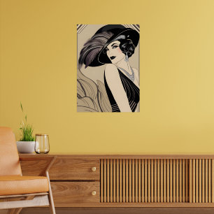 Art Deco Vintage Brüllende 20er Jahre Mädchen Wand Poster