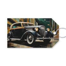 Art Deco Vintage Car Cityscape Black Gold Geschenk