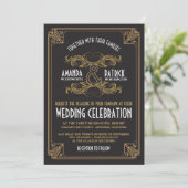 Art Deco Vintage Einladungen für Hochzeiten (Stehend Vorderseite)