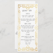 Art Déco Vintage Goldene Hochzeitsmenü Menükarte (Vorne/Hinten)