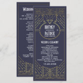 Art Deco Vintage Hochzeitsprogramme für die Marine Programm (Vorne/Hinten)