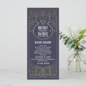 Art Deco Vintage Hochzeitsprogramme für die Marine Programm (Stehend Vorderseite)