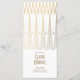 Art Deco Vintage Hochzeitsprogramme in Weiß und Go Programm