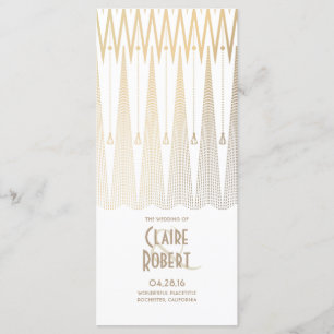 Art Deco Vintage Hochzeitsprogramme in Weiß und Go Programm
