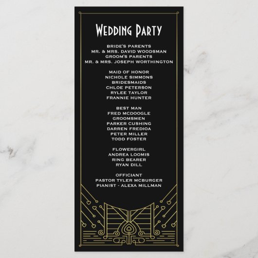 Art Deco Vintage Hochzeitsprogramme Programm (Rückseite)