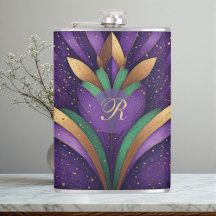 Art Deco Vintage Mardi Gras Fleur-de-lis Monogram