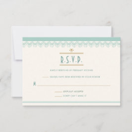 Art Deco Vintage Minze und Goldhochzeit RSVP Karte