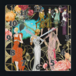 Art Deco Vintage Mode Akrylwand Uhr<br><div class="desc">Art Deco Vintage Modemanschette. Farbenfroh,  auffällig,  treffend,  treffend. Schwarz mit lebhaften Farben. Eine ähnliche Version ist in Rottönen unterlegt.</div>