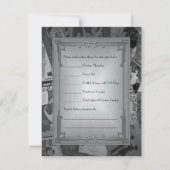 Art Deco Vintage Posters Wedding RSVP Karte (Rückseite)