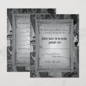 Art Deco Vintage Posters Wedding RSVP Karte (Vorne/Hinten)