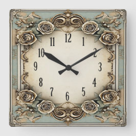 Art Deco Vintage Quadratische Wanduhr