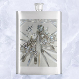 Art Deco Vintage Rhinestones Elegant Klassisch Flachmann