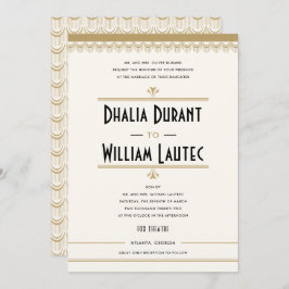 Art Deco Vintage Schwarz-Gold-Hochzeit Einladung