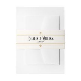 Art Deco Vintage Schwarz-Gold-Hochzeit Einladungsbanderole