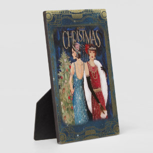 Art Deco Vintage Weihnachten Fotoplatte