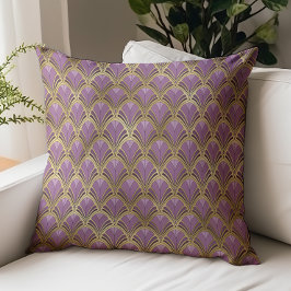 Art Deco Vintages Blumenmuster Lila Gold Kissen