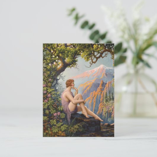 Art Deco Vintages Button Postkarte (Stehend Vorderseite)