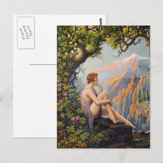 Art Deco Vintages Button Postkarte (Vorne/Hinten)