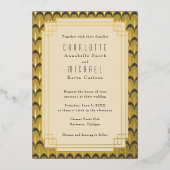 Art Deco Vintages Gold Folieneinladung (Vorderseite)