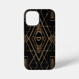 Art Deco, Vorlage, Namenslogo, Vintage, Gold, Schw iPhone 12 Mini Hülle