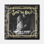 Art Deco Wählen Sie ein Foto Elegantes Gold Save t Magnet (Vorne)