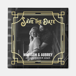 Art Deco Wählen Sie ein Foto Elegantes Gold Save t Magnet