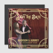 Art Deco Wählen Sie ein Foto Elegantes Gold Save t Magnetkarte (Vorne/Hinten)