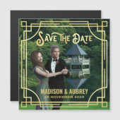 Art Deco Wählen Sie ein Foto Elegantes Gold Save t Magnetkarte (Vorne/Hinten)