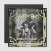 Art Deco Wählen Sie ein Foto Elegantes Gold Save t Magnetkarte (Vorne/Hinten)
