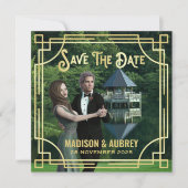 Art Deco Wählen Sie ein Foto Elegantes Gold Save t Save The Date (Vorderseite)