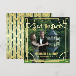 Art Deco Wählen Sie ein Foto Elegantes Gold Save t The Date
