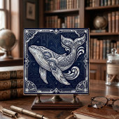 Art Deco Wal Mutter der Perle Schifffahrt Marine Fliese