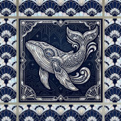 Art Deco Wal Mutter der Perle Schifffahrt Marine Fliese