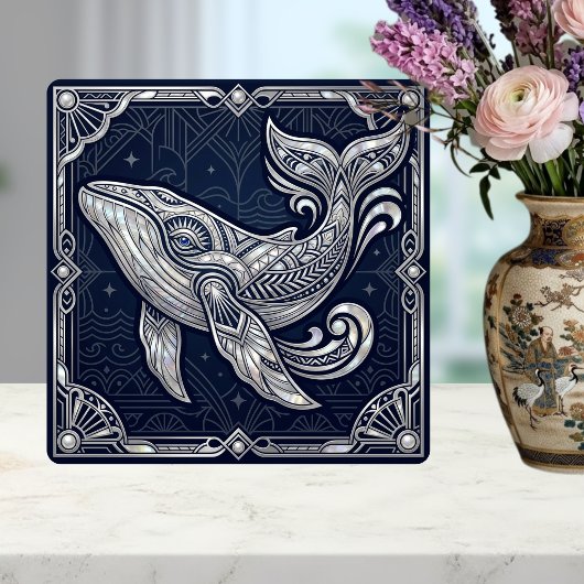 Art Deco Wal Mutter der Perle Schifffahrt Marine Fliese